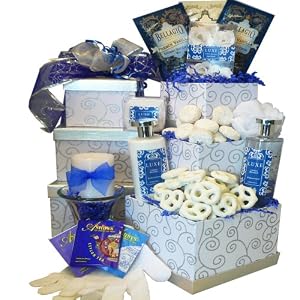 Cloud Nine Spa Bath and Body Set with Sensational Gourmet Treats Gift Tower