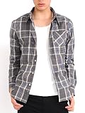 (スペイド) SPADE シャツ メンズ 長袖 チェックシャツ カジュアル チェック Yシャツ 【w275】 (L, グレー)