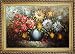 Knife Painted Still Life Standard Mum Flowers Oil Painting, with Linen Liner Gold Wood Frame 30.5 x 42.5 inches