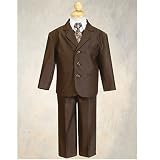 Little Boys Brown Special Occasion Wedding Easter 5pc Suit Set 12M-14