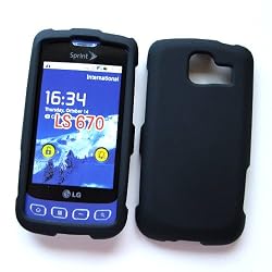 LG Optimus S LS670 (Sprint) Rubberized Snap On Protector Hard Case, Black
