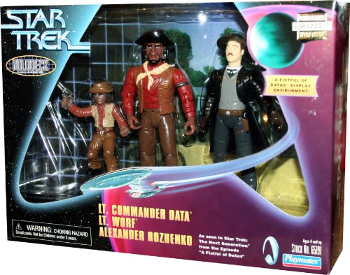  Star Trek Holodeck Series: Lt. Commander Data, Lt. Worf, and Alexander Rozhenko Action Figure Collectors Series Edition
