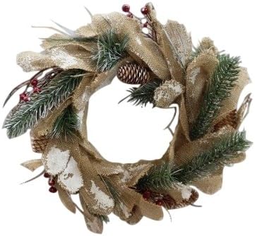 Burlap Snow Sparkle Christmas Wreath 14"