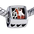 Pugster Pandora Style Bead Music Theme Powerful Electric Guitar Photo Heart European Charm Beads Fits Pandora Bracelet