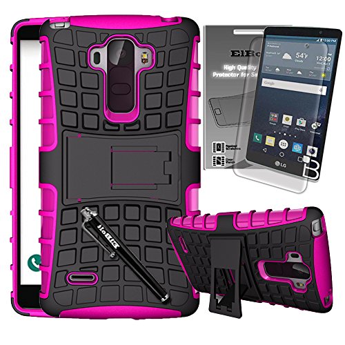 LG G Stylo (LG G4 Stylus LS770) Grenade Combat CaseÂ® with Kick Viewing Stand - Hot Pink by ElBoltÂ® with Free HD Screen Protector and Ultra-Sensitive Pocket Clip Stylus Pen