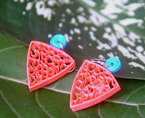 Lightweight peach and blue quilled paper earrings