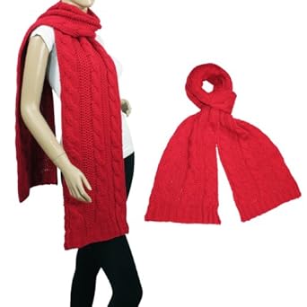 Classic Cable Stitch Acrylic Knit Thick Long Scarf - Various Color