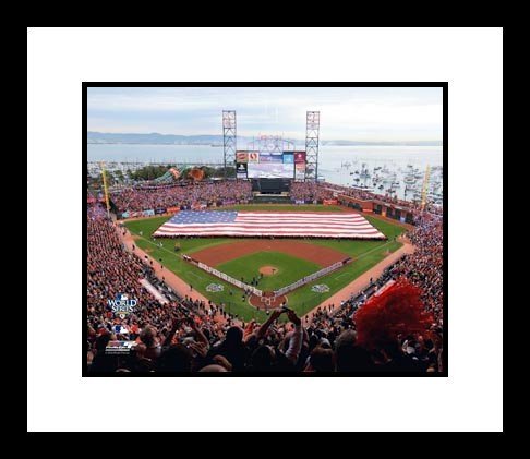 2010 World Series San Francisco Giants Framed 8x10 Photograph Game 1 USA Flag