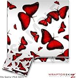 Sony PS3 Slim Skin - Butterflies Red