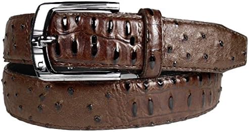 MEN FAUX ALLIGATOR CROCODILE SKIN GENUINE LEATHER STITCHED BELT w BELT BUCKLE