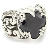 Queen Baby Black Cubic-Zirconia Heart Ring, Size 6