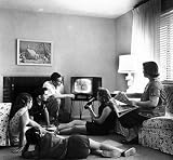 TV in the 1950s (Family Watching Television) Art Poster Print - 13" X 19"