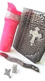 Rhinestone Bling Bling Gift Set w iPad 2 Case Cover & Hot Pink Travel Coffee Tea Mug, Rhinestone Bracelet & Rhinestone Rings