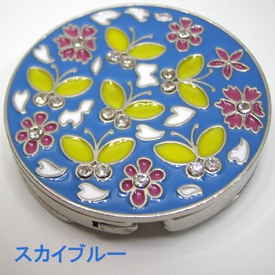 どこでもバッグを掛けられるバッグハンガー（蝶々柄）スカイブルー