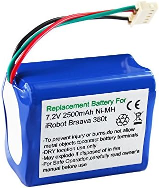 RYDBATT Quality Guaranteed 7.2V 2500mAh Rechargeable NiMH Replacement Battery for iRobot Braava 380, 380T and Mint 5200, 5200C Vacuum Cleaner