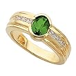 14K Yellow Gold Tsavorite (Green Garnet) and Diamond Ring