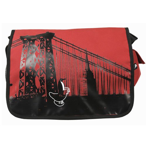 NYC - Red and Black - Messenger Bag great for commuters - students or professionals - light weight - eco friendly 16