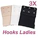World Pride Women's Soft Back Bra Band Extender, Pack of 3 (3 Hooks)