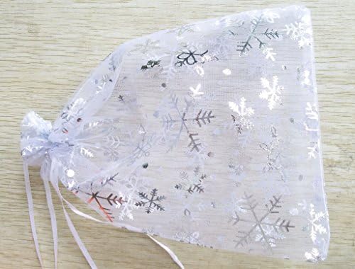 BysitShow Large Wedding Favor Pouches Jewelry Gift Packing Organza Bags White Snow 7*9" Pack of 50