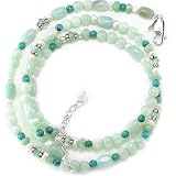 Sterling Silver Amazonite, Aquamarine & Turquoise Beaded Necklace by Sajen, 18"