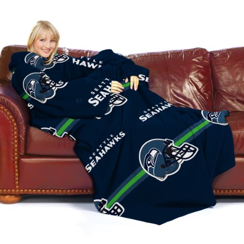 NFL Seattle Seahawks Adult Comfy Throw, Officially Licensed Blanket with Sleeves 