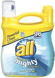 All Small & Mighty Triple Concentrated Liquid Laundry Detergent, Fresh Rain HE, 96-Ounce Bottles (Pack of 4)