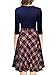 Missmay Women's Vintage Retro Plaid Patchwork A-line Cocktail Party Dress Navy Blue X-Large