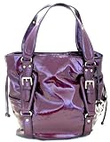 Michael Kors Lattington Burgundy Red Large Patent Leather Tote Bag