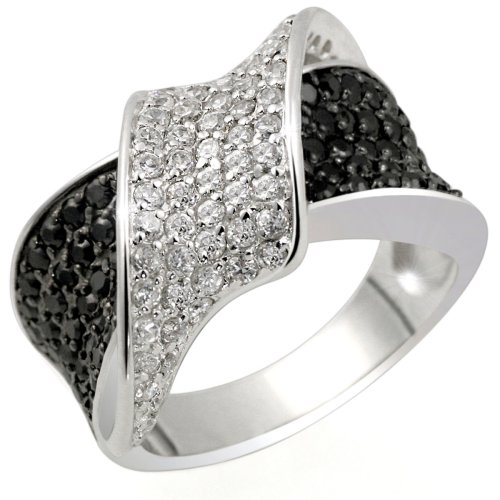  goldmaid - Pa R3831S56 - Black  &  White - Bague Femme - Argent 925/1000 8.7 gr - Oxyde de zirconium - 60 blancs et 76 noirs - T 56