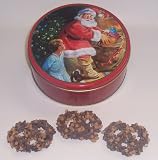 Scott's Cakes 1 lb. Dark Chocolate Covered Pretzel with Chocolate Chips & Peanut Butter Chips in a Santa Tin
