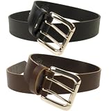 Belt Designs - Double Prong Mens Quality Leather Belt - 1.5" Wide - Solid Brass Buckle - Made In UK