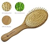 VelvetBreeze - Natural Bamboo Hair Brush with Wooden Bristles Pins - For Women's All Types of Hair - Improve Your Hair Growth and Prevent Hair Loss - Massage Scalp For Strong Hair