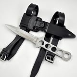 Fury Treasure II Dive Knife, All Stainless with Line Cutter, Razor Edge and Serrated Blade with Leg Straps