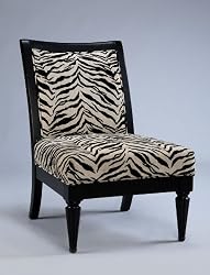 Powell Metro Black Accent Chair with White/Onyx Tiger Striped Fabric