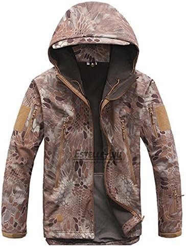 TAD V 4.0 Lurker Shark Skin Soft Shell Outdoor Hunting Camping Waterproof Windproof Jacket Tactical Sports Coat Army Clothing (Brown Python, M)