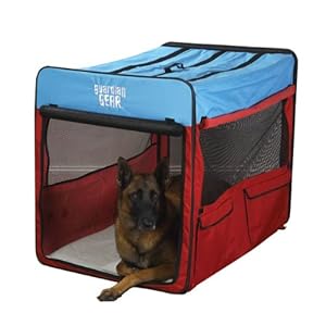 Guardian Gear Collapsible Dog Crate, X-Large, Red/Blue