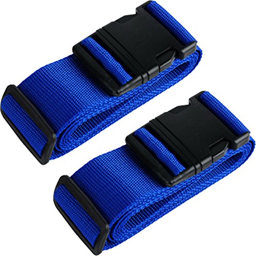 TRANVERS Luggage Straps For Suitcases Baggage Belt Heavy Duty Adjustable 2-Pack Blue