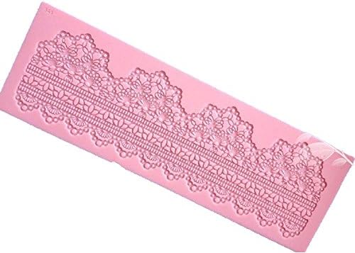 Longzand Molds HY1-151 DIY Cake Decorating Mold with Silicone Lace Mold Mat, Fondant Mold and Silicone Sugar Craft Molds, Pink