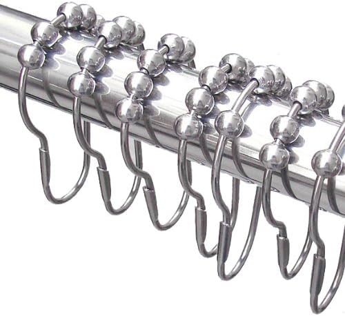 Outop 24/36/48 Pcs Shower Curtain Hanger Rings with 5 Sliding Stainless Steel Balls (24pcs)