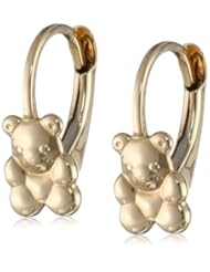 Girls 14k Yellow Gold Teddy Bear Lever Back Earrings
