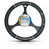 STEERING WHEEL COVER - DARK GREY WITH CHROME TRIM