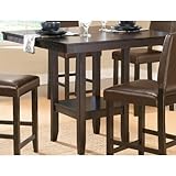 Counter Height Dining Table with Storage Shelf in Espresso Finish