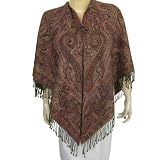 India Clothes Scarves Women Antique Square Paisley Pattern Shawl Wool