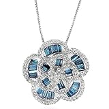 14K White Gold 2.00 Carat White and Treated Blue Diamond Pendant