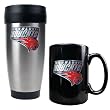 Charlotte Bobcats Stainless Steel Travel Tumbler & Black Ceramic Mug Set - Primary Logo NBA Basketball