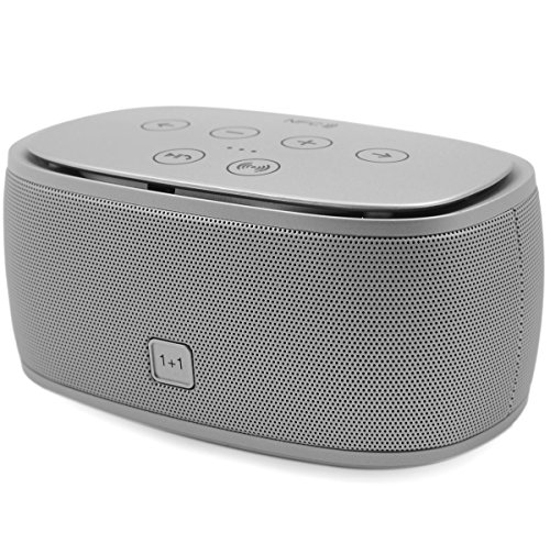 Tronfy® Gemini NFC Portable Wireless Bluetooth V3.0 Cute Mini Speaker w/3D Stereo Surround Sound Effect for iPhone,iPad,iPod,Android Smartphones,Tablets,Laptops,PC,Computer,Mp3,Mp4 (Silver)