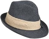 Jessica Simpson Women's Jessica Simpson Denim Fedora With Flower,Jet Black,One Size