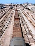 IMAGE OF Wallmonkeys Peel and Stick Wall Decals - Perspective of Rail of Track of Railroad Station - 24