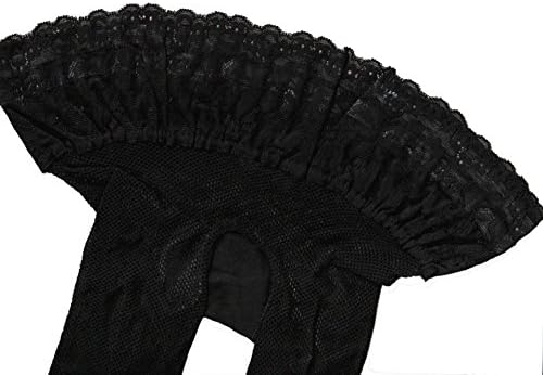 Women's Low-rise Fishnets with Hip-hugging Lace Waistband (Small/Medium, black)