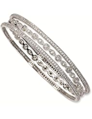 Sterling Silver CZ Cubic Zirconia Three Bangle Set - Antique Boutique - Vintage Style - Jewelry